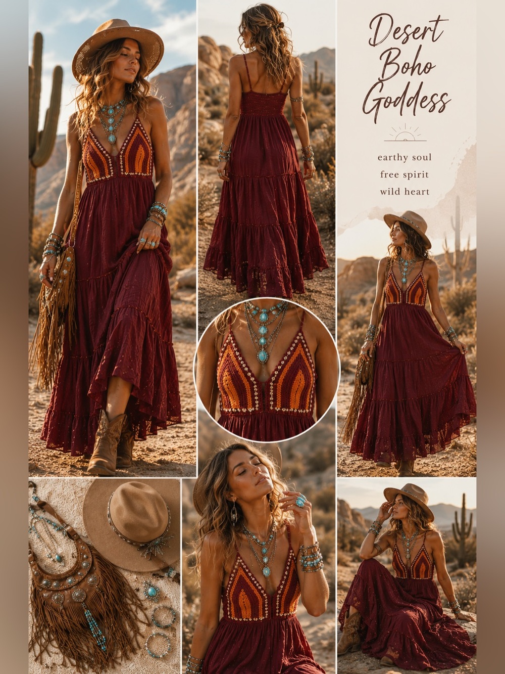American Rag Burgundy Crochet Maxi Dress M Desert Boho Festival Western earthy